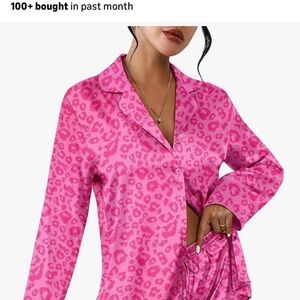 Pink Leopard Print Pajama Set